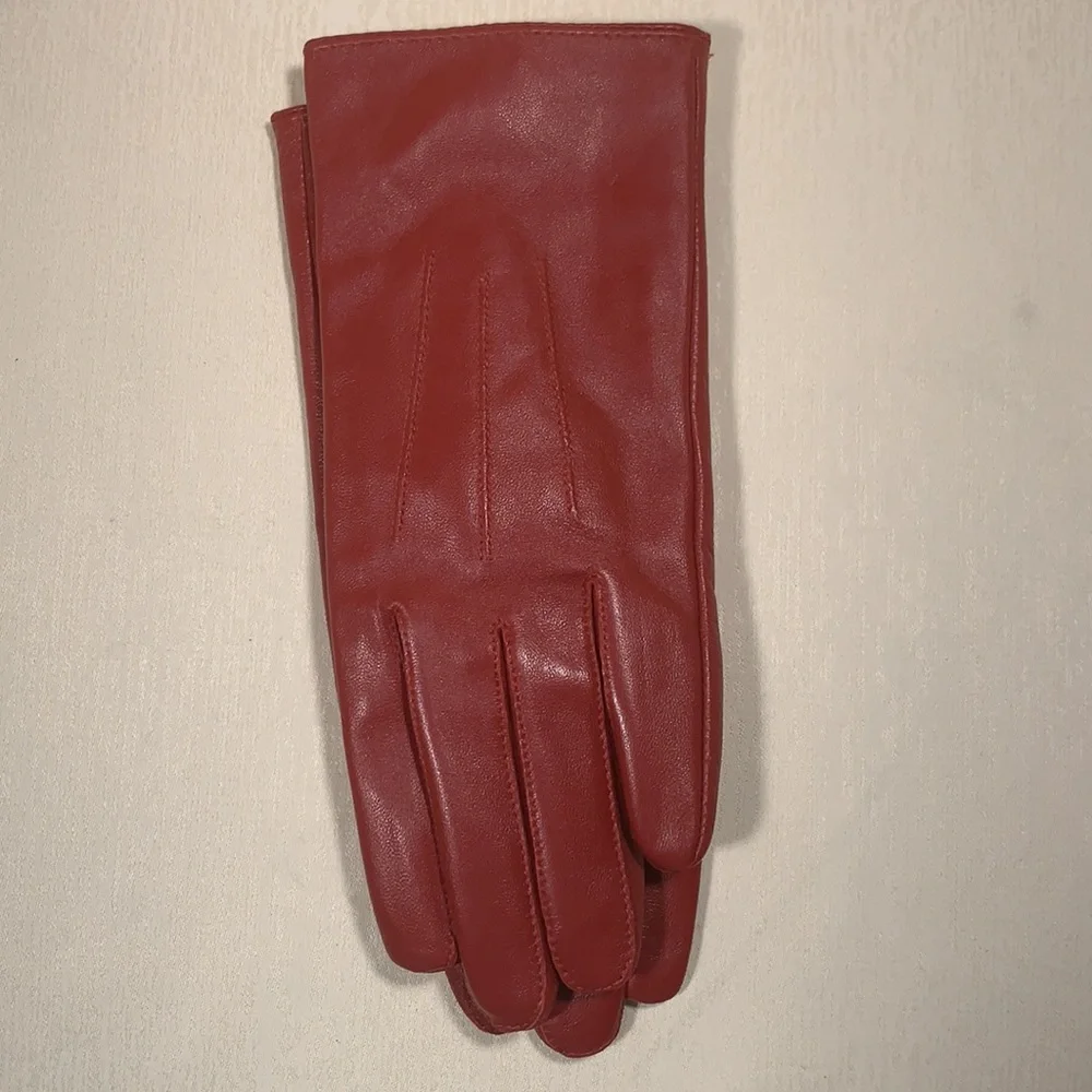 Ladies Red Leather & BlackPigskin Gloves-S/M
